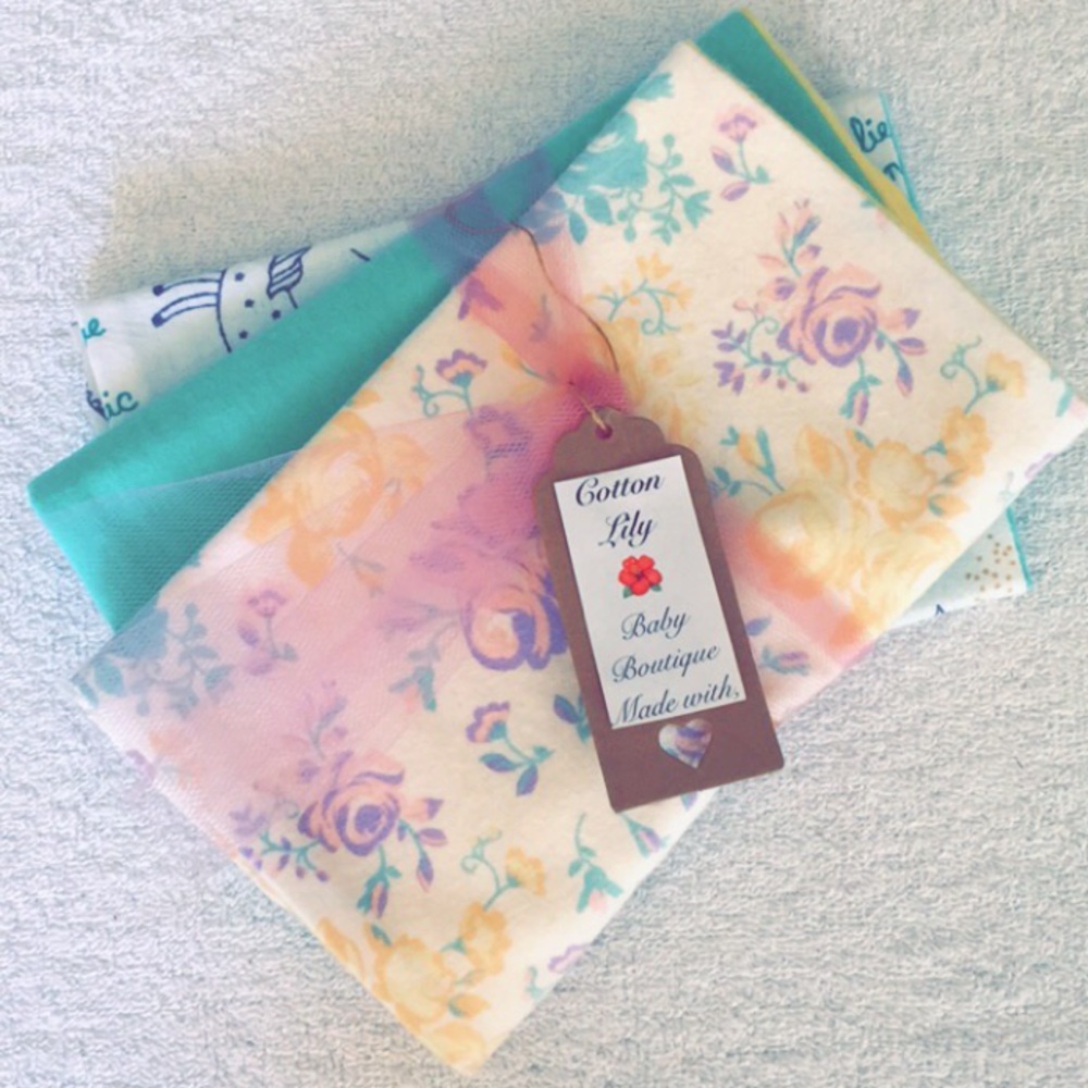 Baby Girl Burp Cloth 3 Piece Baby Shower Gift Idea